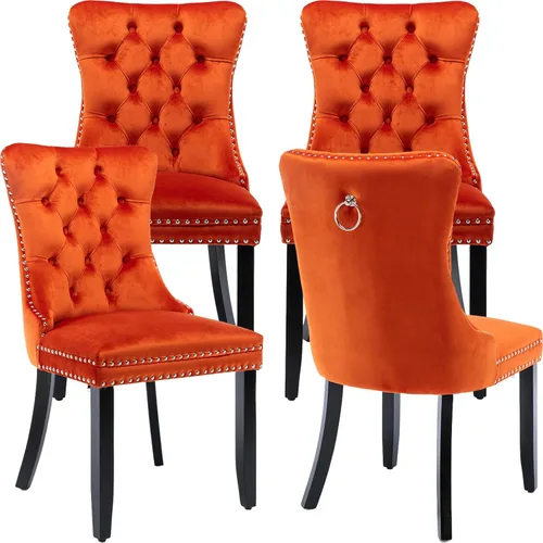 Vista 165 de ODUSE-DAILY - Juego de 2 sillas de cocina y comedor de terciopelo beige, con capitoné, tapizadas en terciopelo, estructura de madera maciza