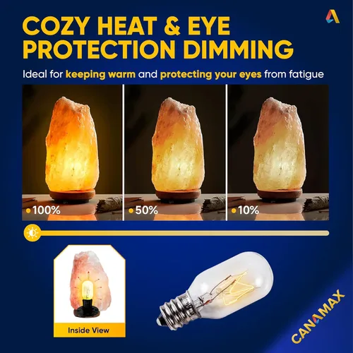 Vista 6 de Canamax T20 E12 - Bombilla de sal de 120 V 15 W, luz blanca cálida 2700 K, 80 lm, base de candelabro E12, compatible con lámparas y cestas de roca