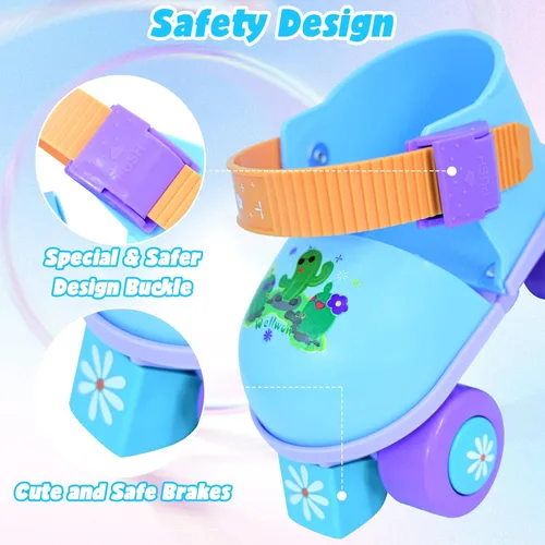 Vista 4 de Kids Roller Skate for Girls Boys Ages 2-5 Years Old, Adjustable Toddler Rollerskates, Children Beginner Roller Skate RS209