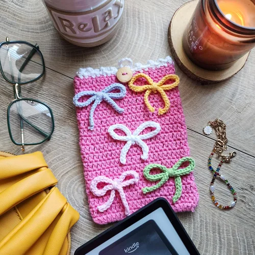 Vista 9 de Funda para Kindle tejida a mano, compatible con todos los modelos 5.5"- 7" (excepto Scribe), accesorios Kindle hechos a mano para mujeres, funda