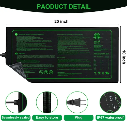 Vista 2 de Versión mejorada 4PK Alfombrilla térmica para semillas con certificación ETL, almohadilla de calefacción hidropónica cálida para inicio de semillas