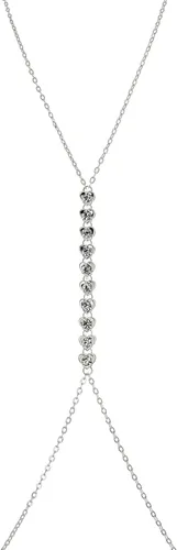 ELABEST Rhinestone Chest Chain Silver Glitter Crystal Cross Body Chain Jewelry Accessories for Women and Girls