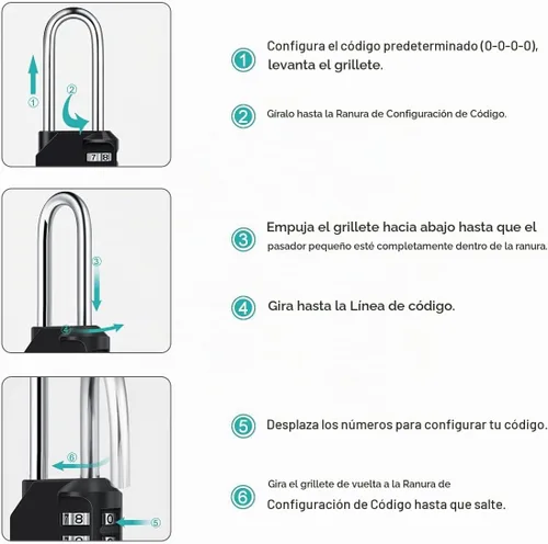 Vista 5 de Diyife Paquete de 3 candados de combinación de grillete de 2.6 pulgadas