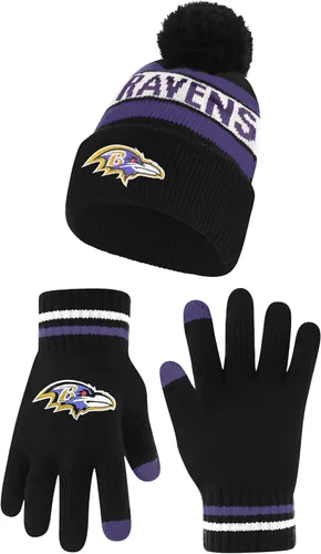 Vista 35 de Ultra Game Gorro de punto de invierno oficial de la NFL para jóvenes, súper suave, con guantes extra cálidos para pantalla táctil