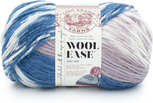 Vista 8 de Lion Brand Yarn - Ovillo de lana Wool Ease Fair Isle, hilo para tejer, color beige/oliva, 1 unidad