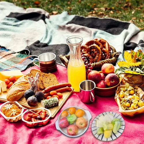 Vista 6 de 100 fundas elásticas reutilizables para almacenamiento de alimentos, cubiertas de plástico transparente para tazones con bordes elásticos, envoltura