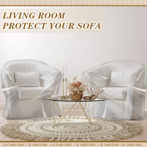 Vista 5 de Remagr 6 fundas de plástico para sillas, fundas de plástico para muebles para interiores y exteriores, impermeables, transparentes, a prueba