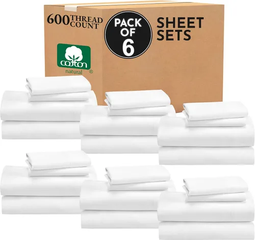Vista 62 de California Design Den Juego de sábanas de lujo tamaño King - 100% algodón, 600 número de hilos, sábanas King de bolsillo profundo, ropa de cama