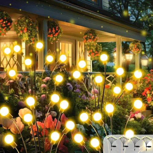 Vista 16 de Luces solares mejoradas para exteriores, paquete de 8 luces solares de jardín con 2 modos, luces de luciérnaga impermeables para exteriores