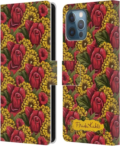 Vista 60 de Head Case Designs Funda con licencia oficial de Frida Kahlo Portrait Red Florals - Funda de piel tipo cartera compatible con Apple iPhone 14 Pro