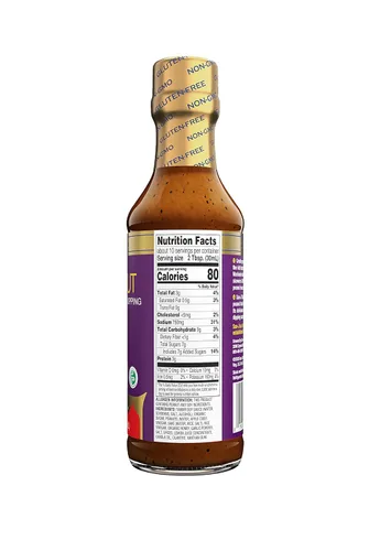 Vista 2 de San-J Salsa de maní tailandesa sin gluten, Kosher, sin OMG, sin conservantes artificiales, apta para FODMAP, salsa de inmersión suave y picante