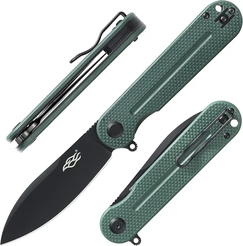 Vista 53 de Firebird Ganzo FH922PT-BK EDC Navaja de bolsillo plegable con filo de navaja, acero inoxidable D2, hoja negra, mango G10 con clip, cuchillo