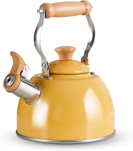 Vista 15 de ROCKURWOK - Tetera de estufa, tetera con mango ergonómico de tacto frío, tetera de acero inoxidable de grado alimenticio, tetera de estufa, tetera