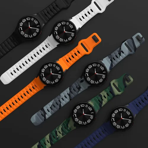 Vista 6 de Correa de silicona compatible con Samsung Galaxy Watch 7, 6, 5, 4, 1.73 pulgadas, correa de silicona transpirable para Galaxy Watch 6 Classic Band