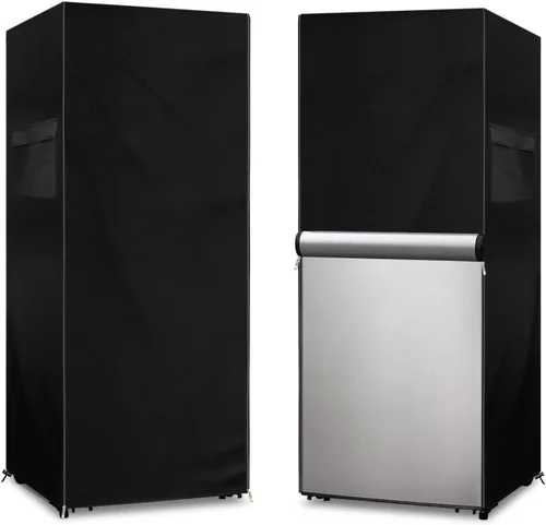Vista 13 de Funda para refrigerador para exteriores, 600D, resistente, 100% impermeable, cubierta vertical para congelador, fundas exteriores para refrigerador.