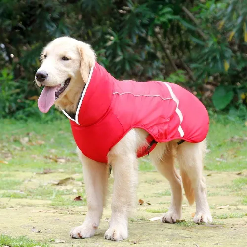 Vista 7 de Abrigo de perro cálido reflectante chaqueta de invierno, impermeable a prueba de viento para perros fríos, forro polar grueso para mascotas, chaleco