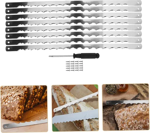 Vista 9 de Cuchillas de pan de repuesto 8 piezas de cuchillo de arco dentado para pan masa madre pastel horneado casero