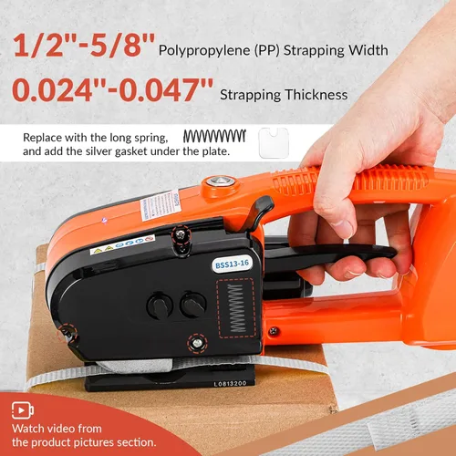 Vista 2 de BAOSHISHAN Herramienta de flejado eléctrico para correas de PET de 1/2 in-5/8 in PP Máquina flejadora automática de 3000 mha alimentado por batería