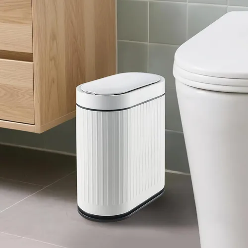 Vista 9 de ELPHECO Cubo de Basura para Baño de 2 Galones Cubo de Basura Inteligente de Plástico Impermeable Cesta de Basura Decoración de Baño Cubo de Basura