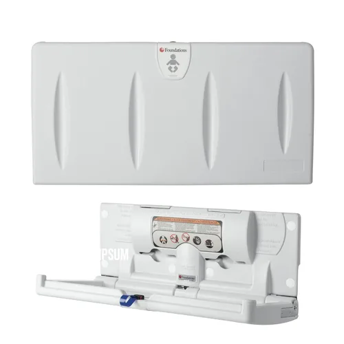 Vista 9 de Foundations Cambiador de bebé horizontal clásico con placa trasera de montaje EZ, montado en la pared, correa de seguridad ajustable con una sola