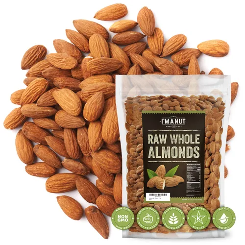 Vista 8 de Almendras tostadas secas sin sal, 16 onzas (1 libra), probadas por lotes, sin gluten y sin maní, sin aceite, enteras, sin PPO, sin OMG, sin