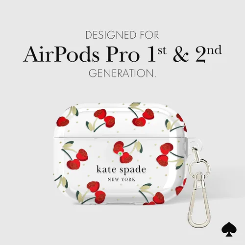 Vista 5 de Kate Spade New York Estuche Protector para AirPods Pro con Anillo Llavero - Puntos Cereza, Compatible con AirPods Pro de 2ª / 1ª