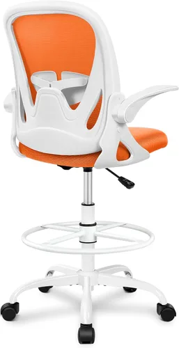 Vista 14 de Primy Silla de Dibujo Silla Alta de Oficina con Reposabrazos Abatibles Silla Ejecutiva Ergonómica de Computadora para Escritorio de Pie con Soporte