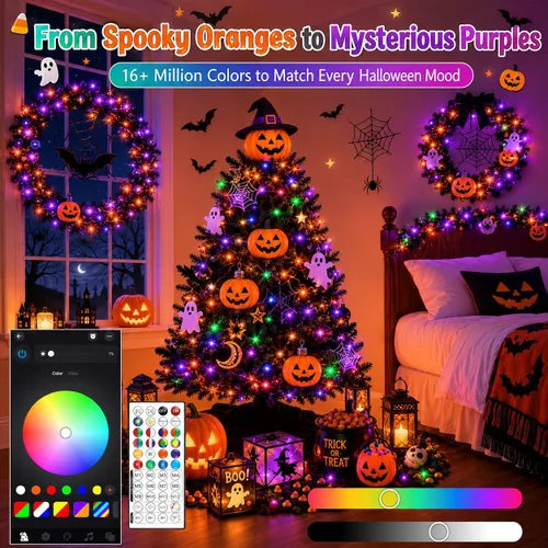 Vista 2 de 120LED 44FT Smart Color Cambio de Halloween Cadena de luces RGB App