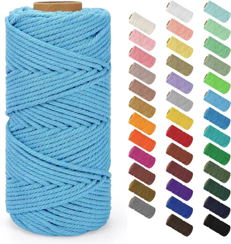 Vista 21 de Cuerda de macramé de 0.079 in x 220 yardas (656 pies), cuerda de algodón natural para colgar en la pared, ganchos de plantas, manualidades, Verde
