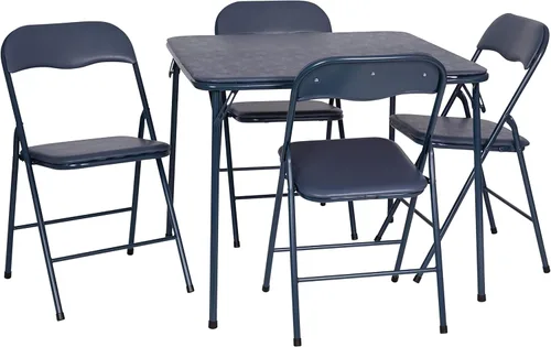 Vista 17 de Flash Furniture - Juego de mesa y sillas plegables negras de 5 piezas para jugar cartas