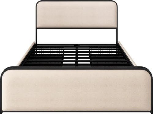 Vista 159 de SOFTSEA Cama de plataforma tapizada tamaño Queen con cajón de almacenamiento, marco de cama tapizado con cabecera con respaldo de alas, soporte