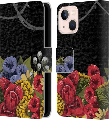 Vista 111 de Head Case Designs Funda con licencia oficial de Frida Kahlo Portrait Red Florals - Funda de piel tipo cartera compatible con Apple iPhone 14 Pro