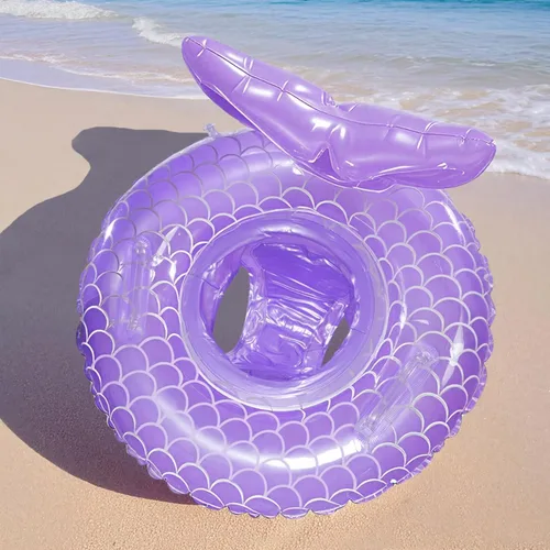 Vista 4 de Flotador de piscina para bebé, anillo inflable de sirena con asa de asiento, flotadores de piscina para bebés y niñas pequeños