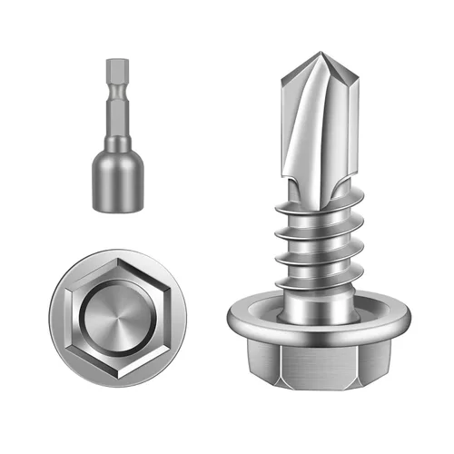 Vista 15 de MewuDecor Tornillos de chapa autoperforantes con punta de taladro, acero inoxidable 410, 20 unidades #14 x 4 (3/4 a 4 pulgadas)