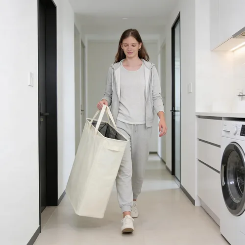 Vista 3 de ZERO JET LAG Cesta para la ropa sucia delgada con asas, cesta plegable para la ropa sucia, bolsa estrecha para ropa sucia, cesta plegable para ropa