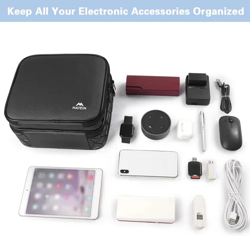 Vista 8 de MATEIN Bolsa Organizadora de Cables, Almacenamiento Electrónico de Viaje Impermeable, Estuche de Transporte de Bolsas Tecnológicas Portátil a Prueba