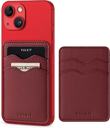 Vista 23 de VULKIT Soporte adhesivo para tarjetas Compatible con iPhone, cartera de cuero para teléfono celular, estuche para tarjetas de crédito, adhesivo
