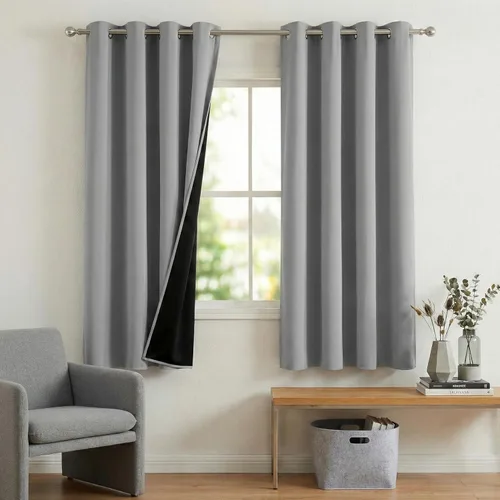 Vista 124 de NICETOWN Cortinas 100% Opacas Cortas de 36 Pulgadas de Largo para Dormitorio, Privacidad Aislamiento Térmico con Ojales Cortinas de Ventana