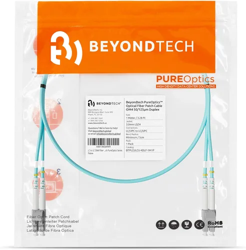 Vista 7 de BEYONDTECH Cable de conexión de fibra LC a LC de 3.3 ft (1 unidad) UPC Multimodo Dúplex Cable de fibra óptica - núcleo de 50/125µm, compatible