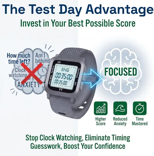 Vista 4 de Reloj de pulsera digital de ritmo fácil de usar autorizado por ACT, incluye botón de modo de prueba con sección preprogramada para ACT y marcador