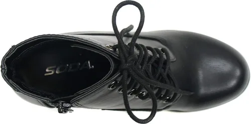 Vista 5 de Soda Botines de combate con tacón grueso y suela de segunda lengüeta con cordones y cremallera lateral