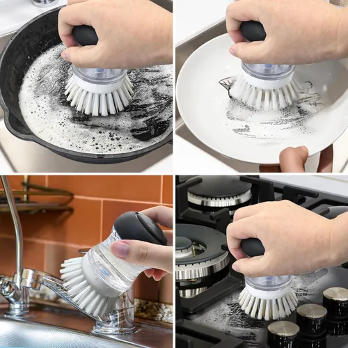 Vista 4 de Paquete de 4 repuestos de cepillo de palma para cepillo de palma dispensador de jabón OXO, cabezal de repuesto de cepillo de palma