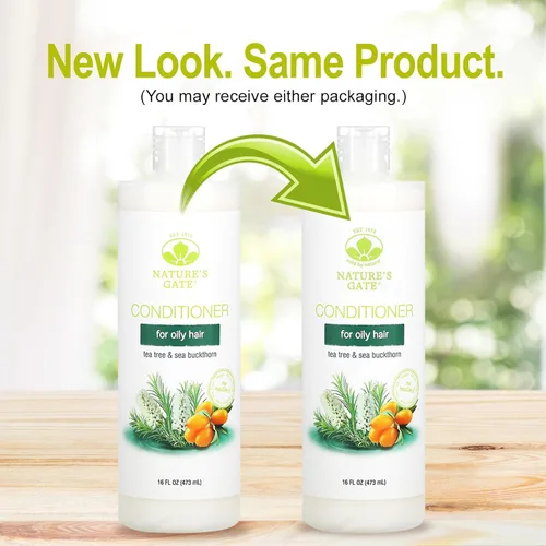 Vista 4 de Mild by Nature (Nature's Gate), acondicionador de árbol de té y espino amarillo para cabello graso, 16 fl oz (16.0 fl oz)