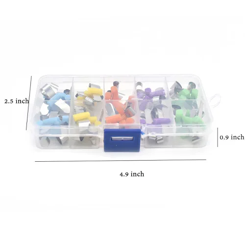 Vista 2 de 50 piezas de bandas de matriz dental, retenedor de clip de anillo con bloqueo matrices contorneadas seccionales instrumentos de llenado compuesto