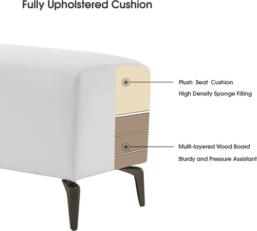 Vista 6 de BarberPub Banco de recepción, asiento de piel sintética para sala de espera para salón, vestíbulo de oficina y entrada, banco de invitados sin