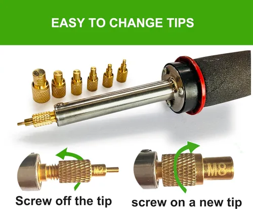 Vista 4 de Cautín Digital de 60W para Insertos Termofijados con Puntas de Soldadura Adicionales y Puntas para Insertos Termofijados