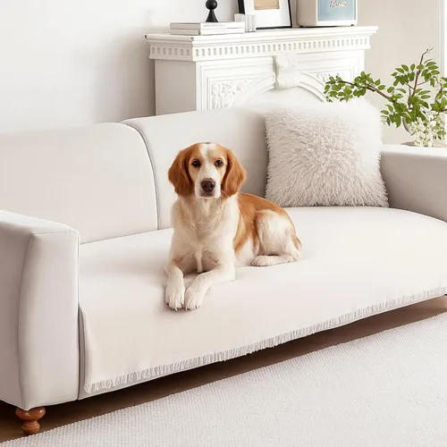 Funda de felpilla para sofá de mascotas, funda bohemia para sofá modular de 3 cojines, manta lavable con borlas, protector de muebles, apta para