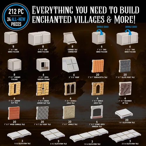 Vista 2 de Monster Adventure Terrain - Juego de mejora de constructor (212 piezas) - Sistema de mazmorra intercambiable 3D con 24 azulejos nuevos - Construye