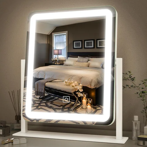 Vista 13 de FENNIO - Espejo de tocador con luces, espejo de maquillaje iluminado LED, pantalla táctil con 3 modos de iluminación, regulable, para mesa