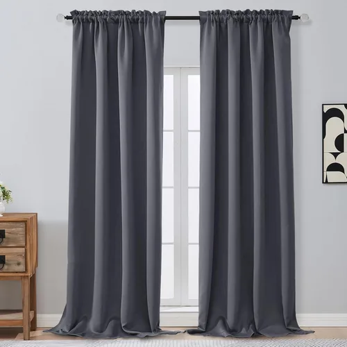 Vista 12 de OVZME Aqua Blackout Curtains for Small Window Treatment, Light Blocking Short Kitchen Window Curtains Over Sink, Dual Rod Pocket Half Window Tiers